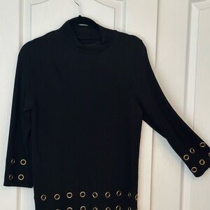 Chicos Black Top with Gold Grommet Accents